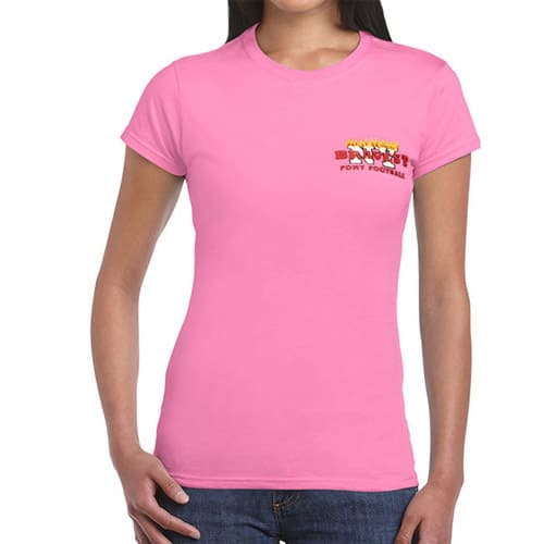 LADIES FDNY BRAVEST FOOTBALL PINK T-SHIRT