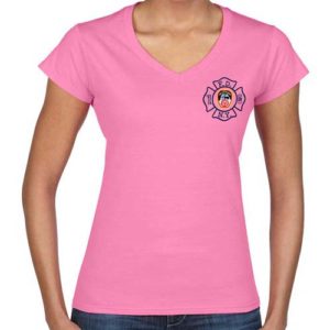 LADIES V-NECK MALTESE CROSS T-SHIRT (PINK)