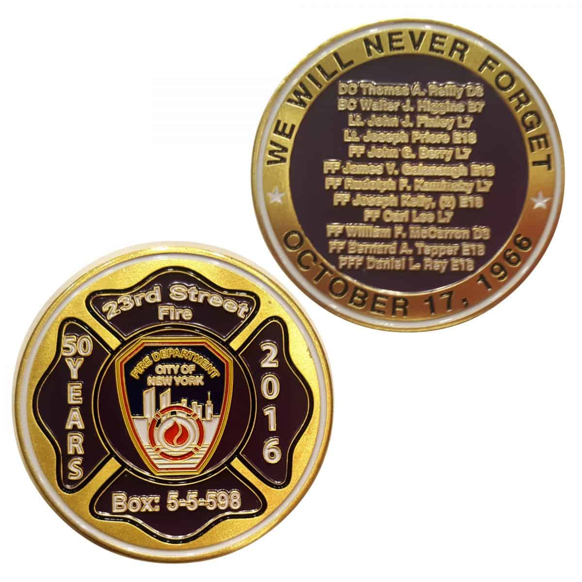 FDNY 23RD STREET FIRE 50TH YEAR COMMEMORATIVE COIN - Image 3