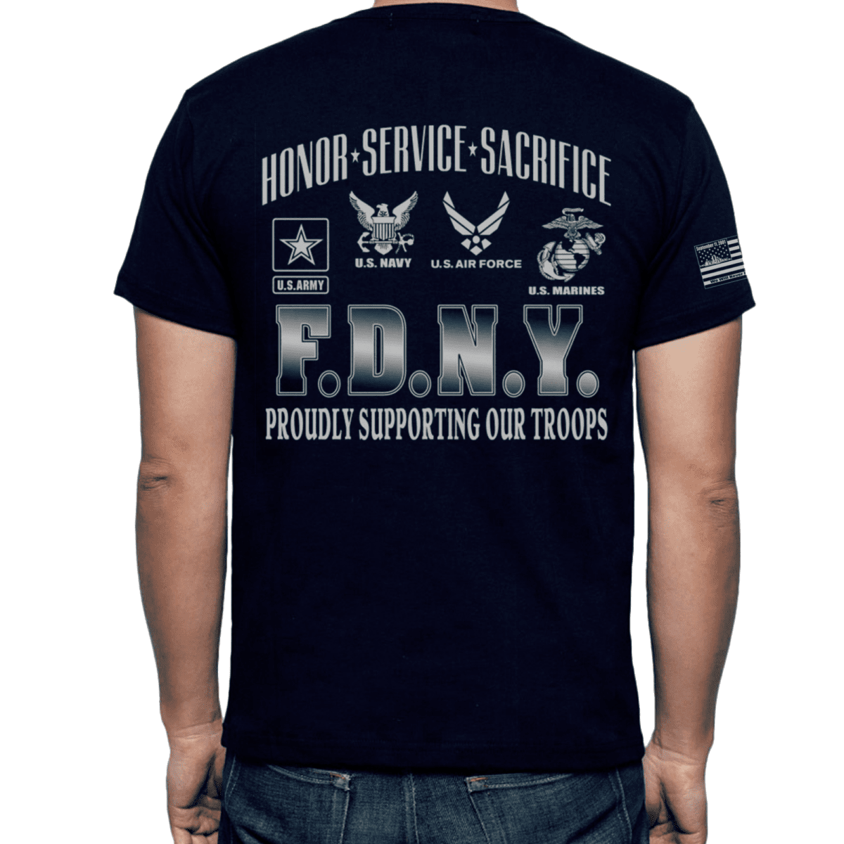 SUPPORT OUR TROOPS T-SHIRT - NAVY - Image 2