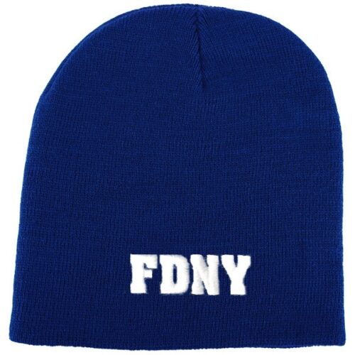 FDNY WHITE LETTERING KNIT BEANIE HAT