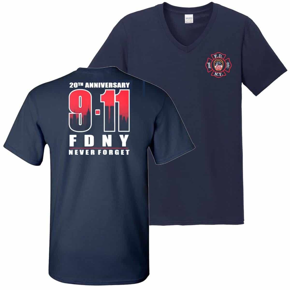 FDNY 9/11 20TH ANNIVERSARY V-NECK T-SHIRT - Image 5