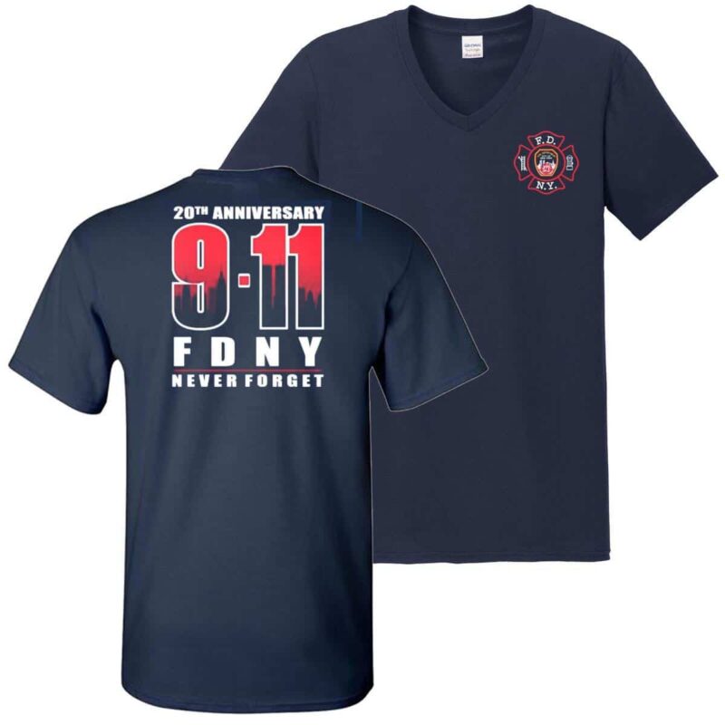 FDNY 9/11 20TH ANNIVERSARY V-NECK T-SHIRT - Image 5