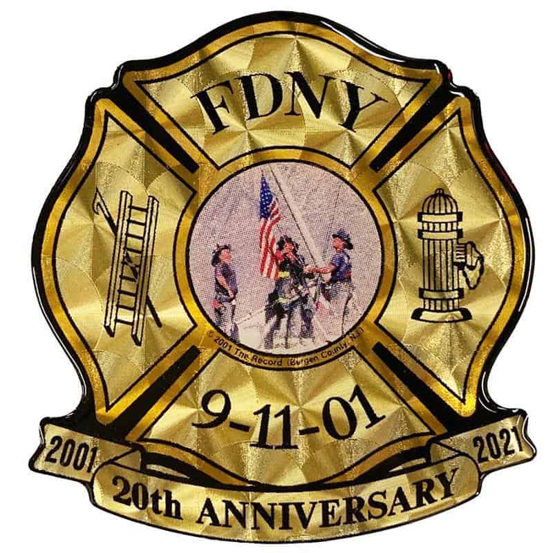 FDNY 20TH ANNIVERSARY DOMED DECAL - HELMET