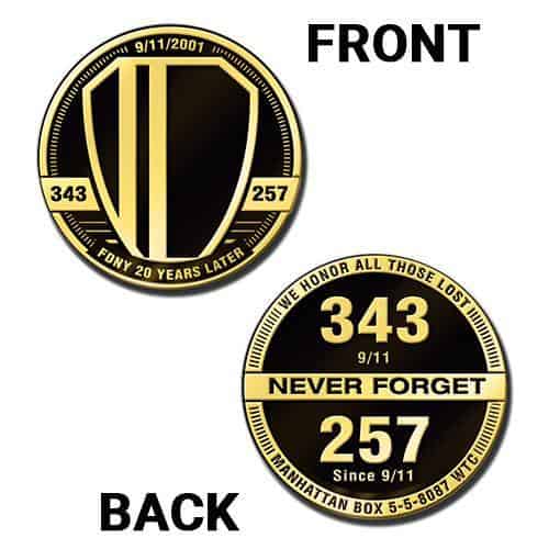 Médaille Challenge Coin Pompier 911 "Who Never Made It Home" - Mémoire En Métal, Souvenir Événement