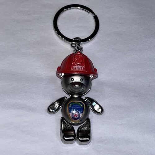 SILVER BEAR KEYCHAIN WITH HELMET