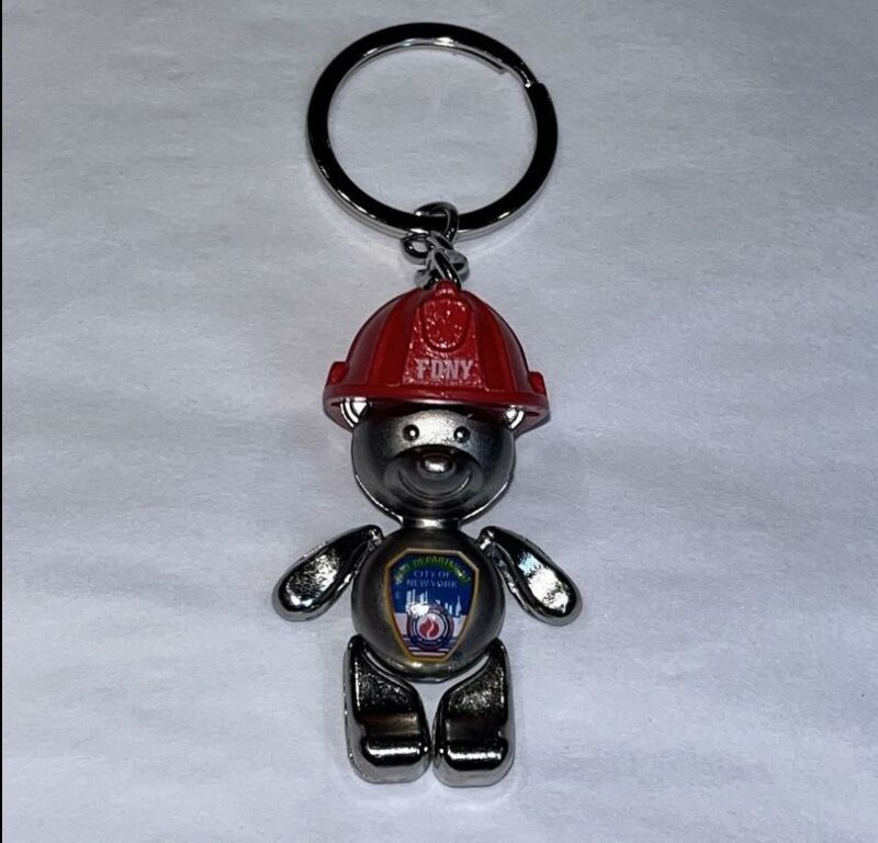 SILVER BEAR KEYCHAIN WITH HELMET