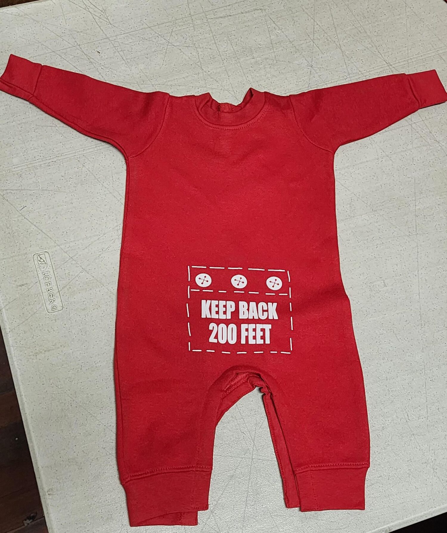 Baby red onesies KEEP BACK 200 FEET - Image 4