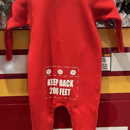 Baby red onesies KEEP BACK 200 FEET