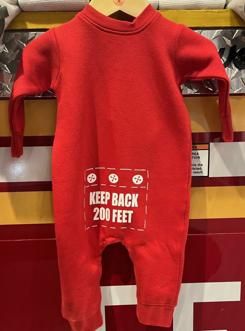 Baby red onesies KEEP BACK 200 FEET