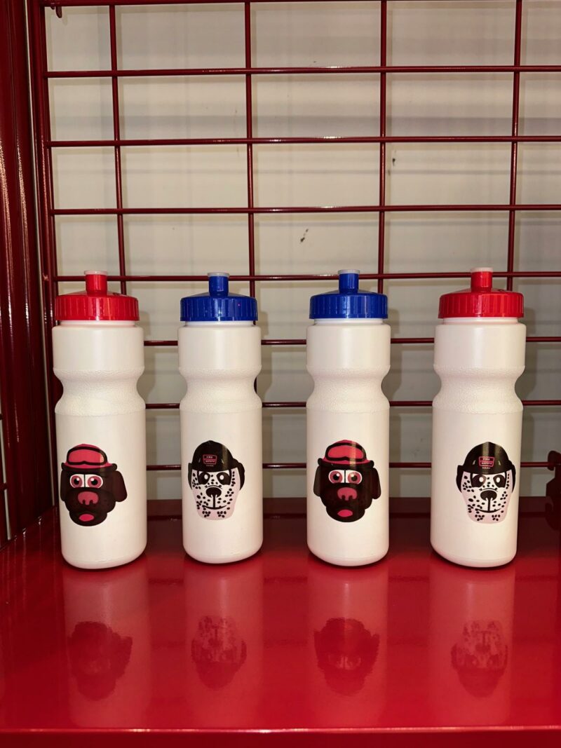 HOT DOG AND SIREN PLASTIC WATER BOTTLES- BLUE
