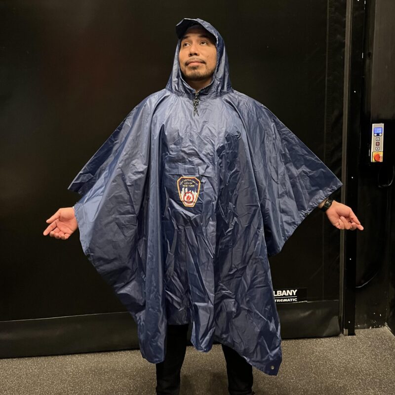FDNY Lightweight Reusable Hooded Poncho Blue