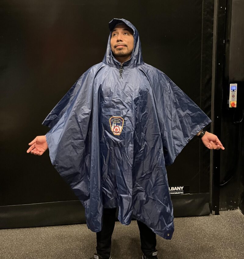 FDNY Lightweight Reusable Hooded Poncho Blue