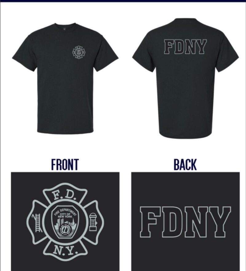 FDNY 126 Black Metallic Silver  T-shirt - Image 3