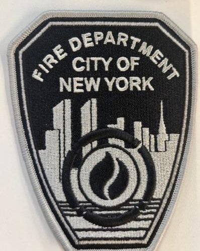 OFFICIAL EMBLEM SILVER AND BLACK FDNY PATCH