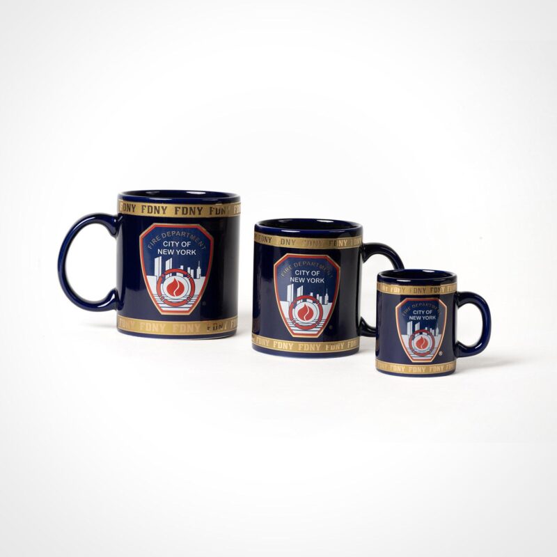 FDNY Shield Mug with Gold Trim (3 sizes)