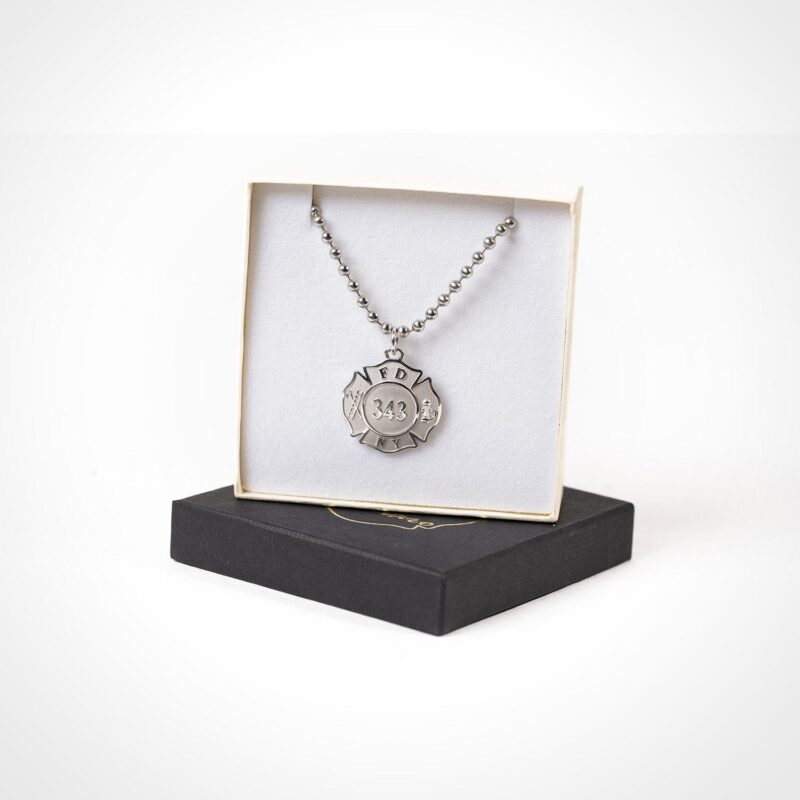 FDNY 343 Pendant on Chain (Sterling Silver)