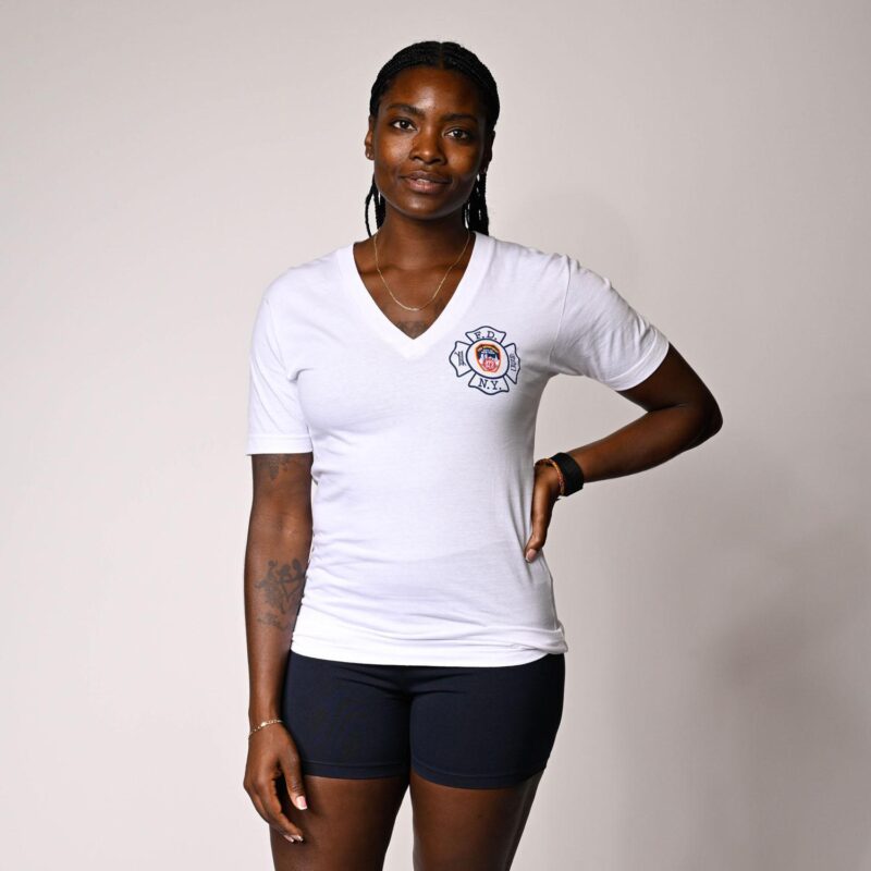 Ladies V-Neck Maltese Cross T-Shirt (White) - Image 2