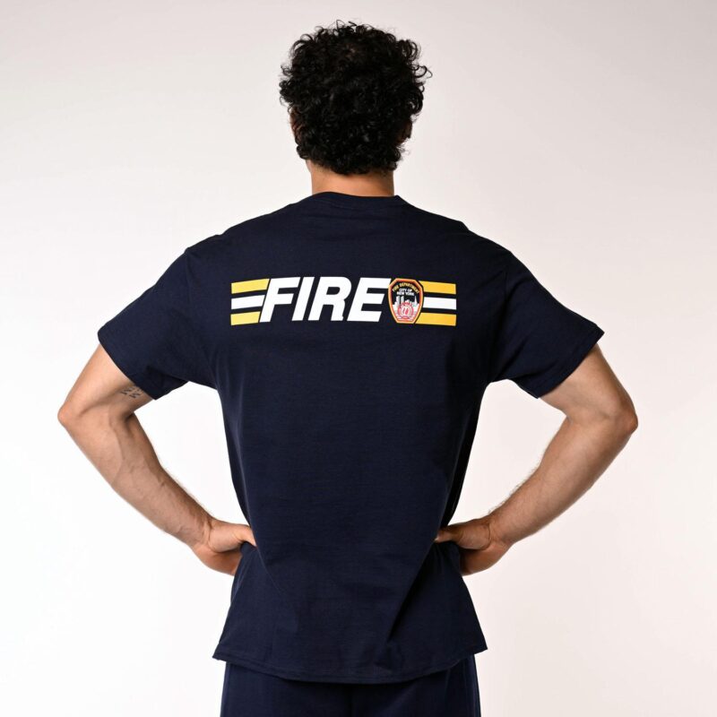 Maltese Cross with Fire Stripe on Back T-Shirt