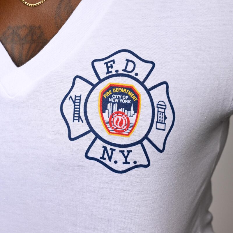 Ladies V-Neck Maltese Cross T-Shirt (White) - Image 5