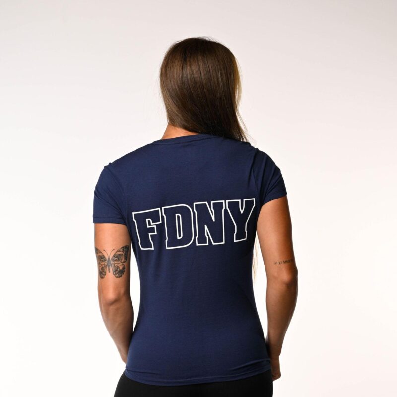 Ladies V-Neck Maltese Cross T-Shirt (Navy) - Image 2