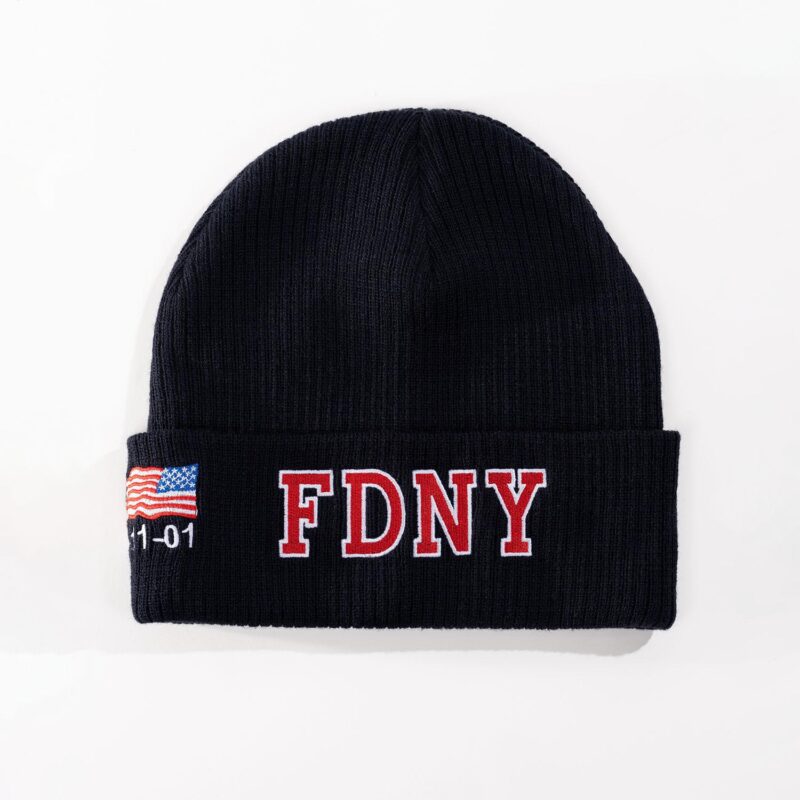 FDNY Knit Hat with Embroidered American Flag