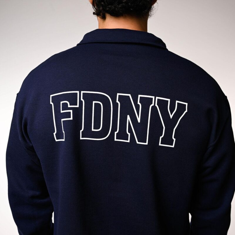 FDNY 1/4 Zip Pullover Sweatshirt (Lightweight-Blue) - Image 3