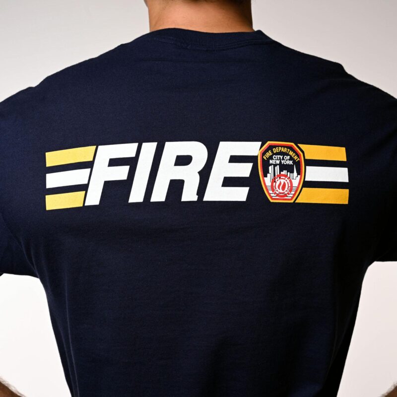 Maltese Cross with Fire Stripe on Back T-Shirt - Image 3