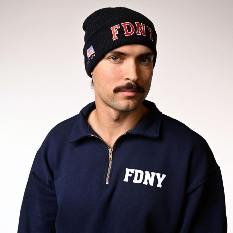 FDNY 1/4 Zip Pullover Sweatshirt (Lightweight-Blue) - Image 4