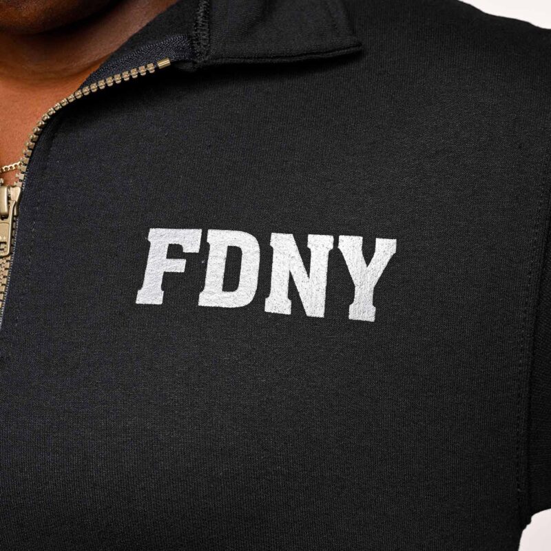 FDNY 1/4 Zip Pullover Sweatshirt (Lightweight-Black) - Image 3