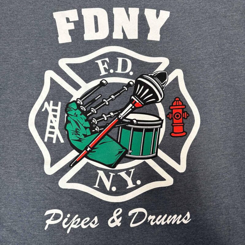 Grey FDNY Pipes and Drums Tee