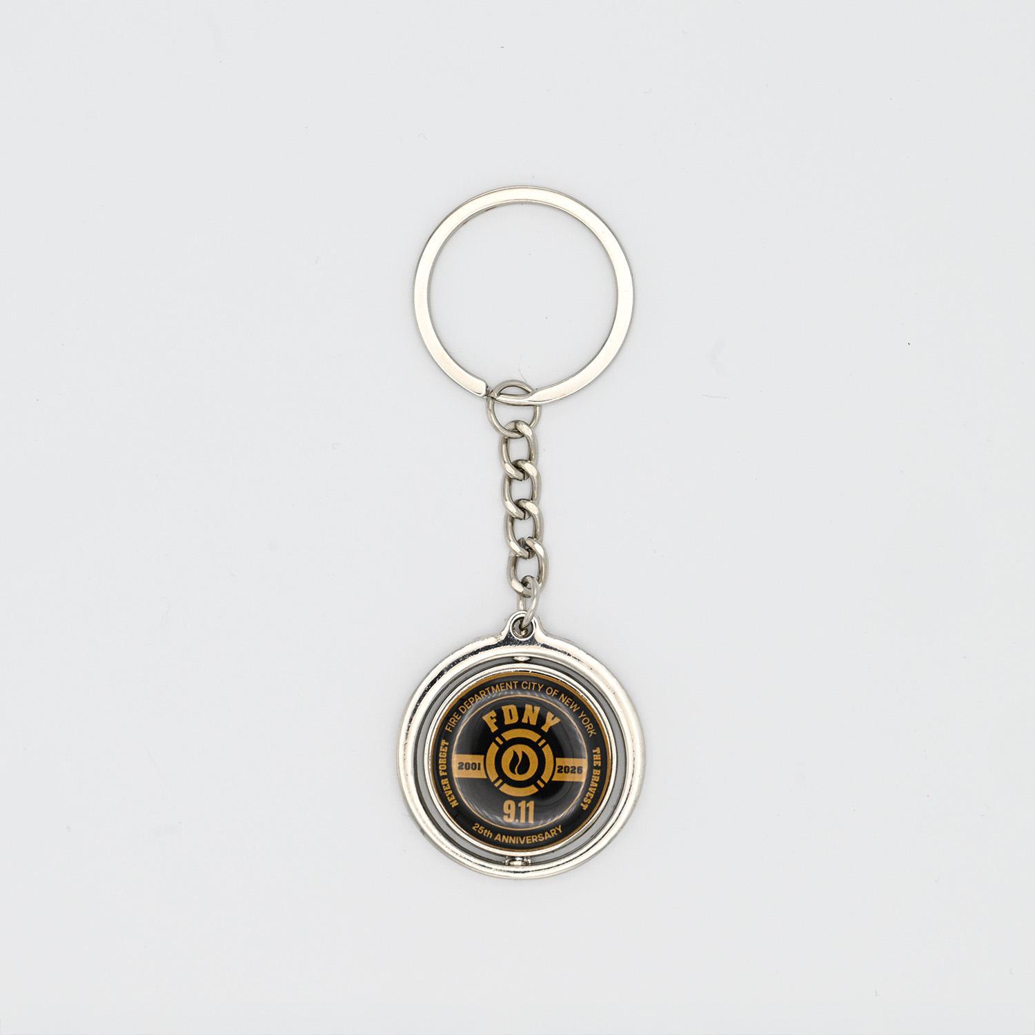 FDNY 9.11 25th Anniversary Spinner Key Ring - Image 3