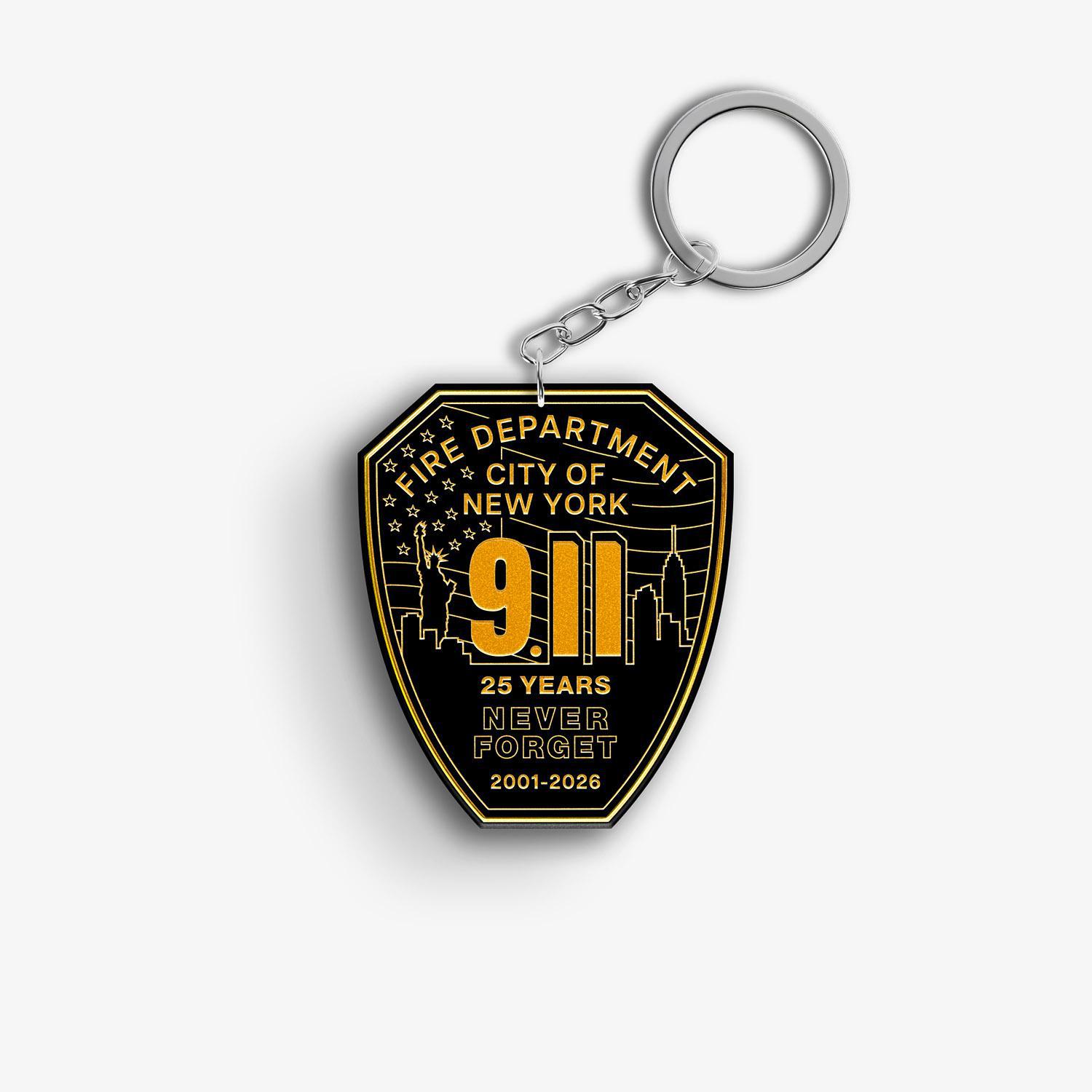 FDNY 9.11 25th Anniversary Emblem Patch Key Ring