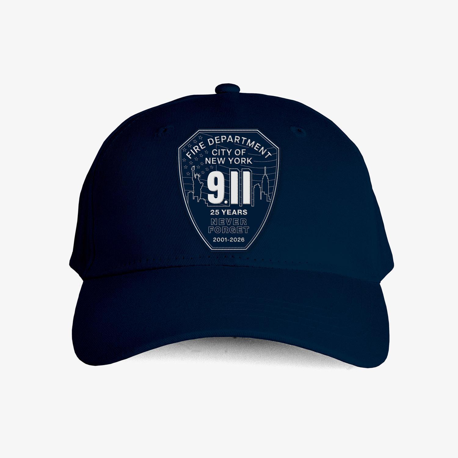 FDNY 9.11 25th Anniversary Shield Patch Hat (Silver) - FDNY Shop