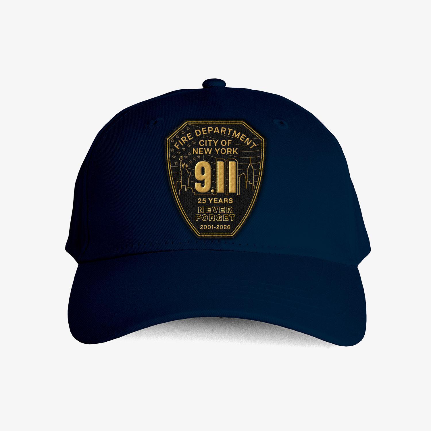 FDNY 9.11 25th Anniversary Shield Patch Hat (Gold) - Image 3