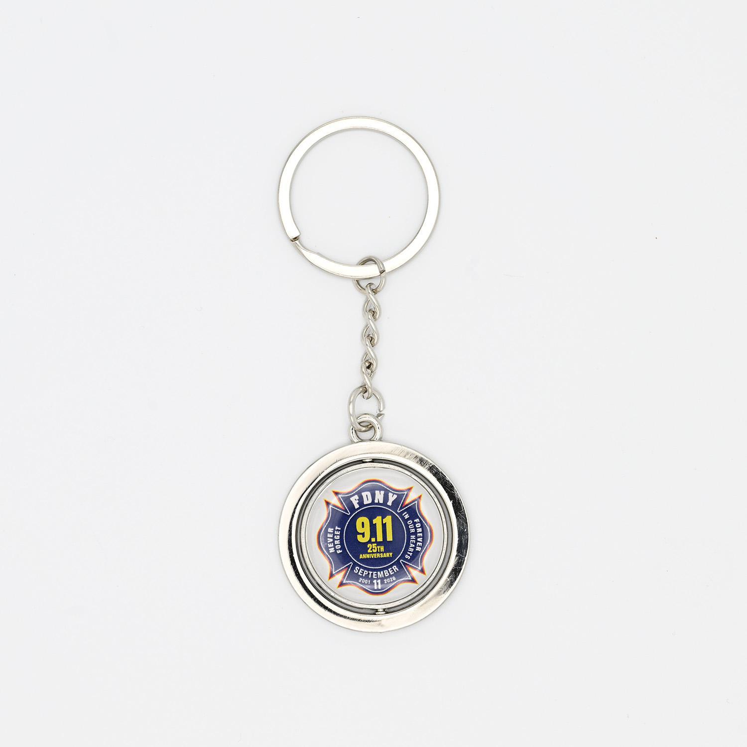 FDNY 9.11 25th Anniversary Spinner Key Ring - Image 2