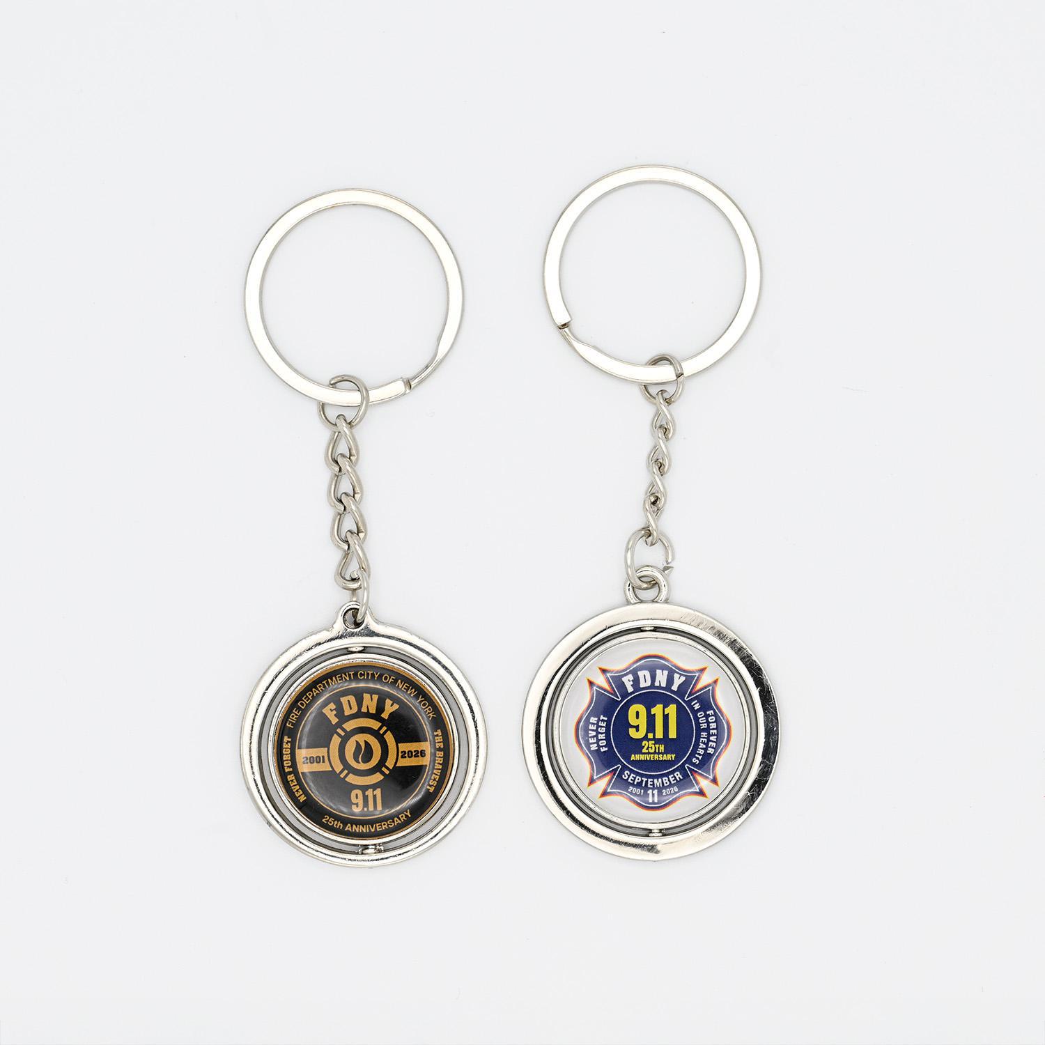 FDNY 9.11 25th Anniversary Spinner Key Ring