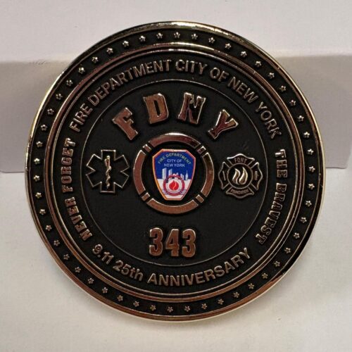 FDNY 9.11 25TH Anniversary Round 343 Challenge Coin