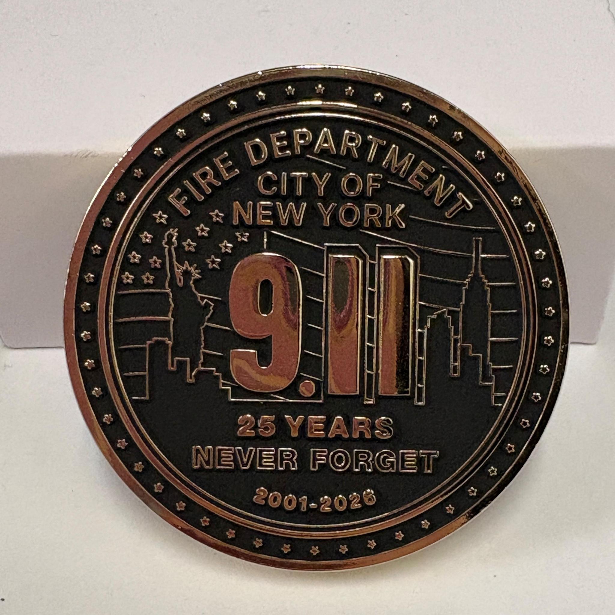 FDNY 9.11 25TH Anniversary Round 343 Challenge Coin - Image 2